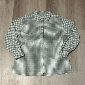 Carolina Colours Plus Green Gingham Button Up Longsleeve Shirt Sz 16W